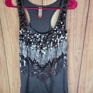 No Boundaries Grey Sparle Sequin Tank Top